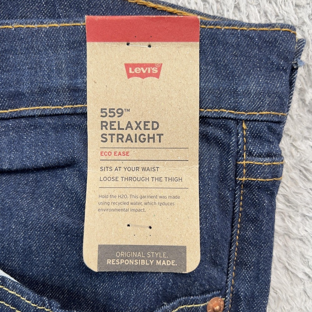 Levis 559 Jeans Mens 48x31 Blue Dark Wash Relaxed Straight Big & Tall NWT - Picture 5 of 9